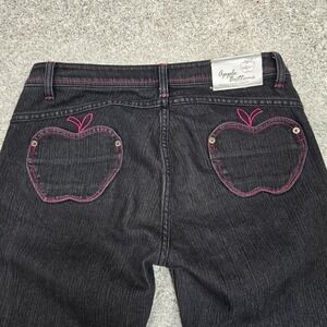 Apple Bottoms Jeans Womens 9/10 (fits 32x33) Charcoal Black/Gray pink pockets